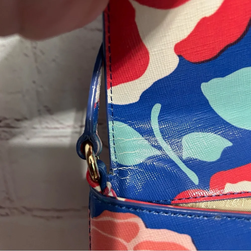 kate spade Blue Floral Crossbody Bag with Pink, Red and White Accents - Picture 7 of 8
